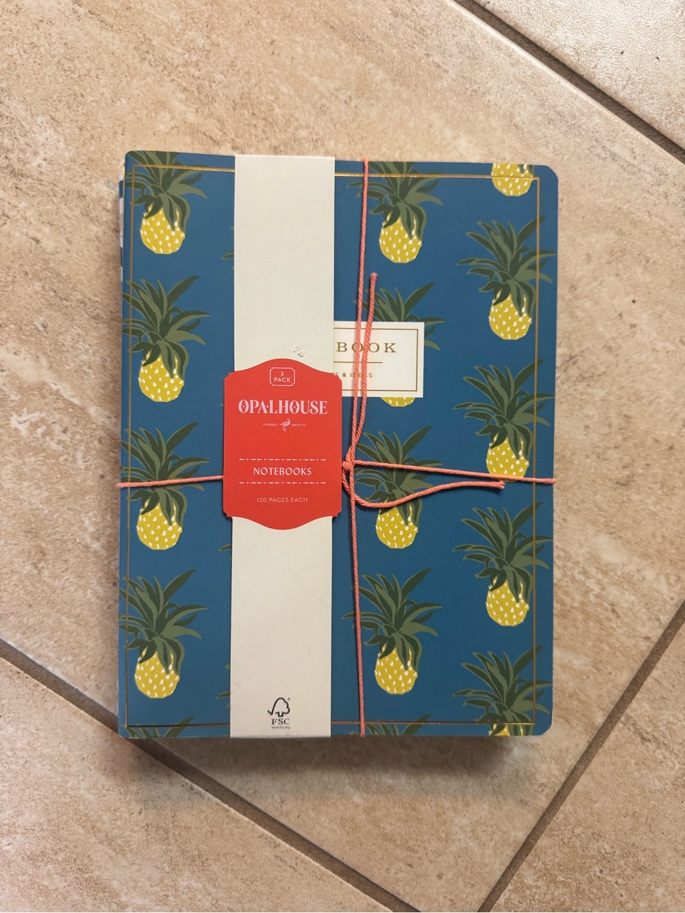 Opalhouse Blue Notebook with Yellow Pineapple Print